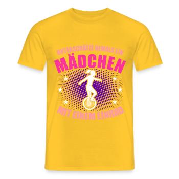 Einrad Einradfahrerin - Männer T-Shirt - Gelb - Vorne - AI Model Male 178 dark (178cm)