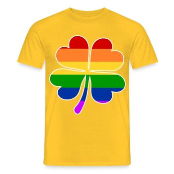 Regenbogen Flagge Vierblättriges Kleeblatt - Männer T-Shirt - Gelb - Vorne - AI Model Male 178 dark (178cm)