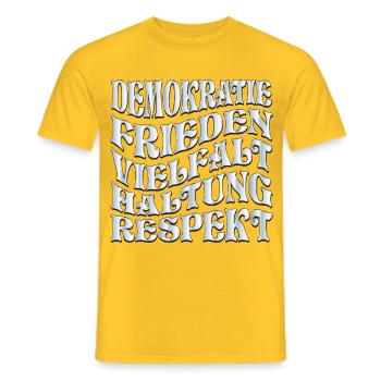 Respekt Demokratie - Männer T-Shirt - Gelb - Vorne - AI Model Male 178 dark (178cm)