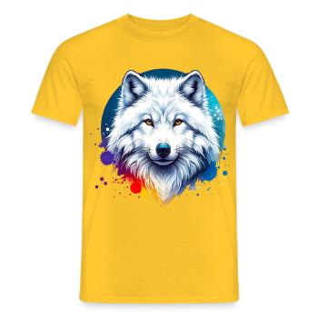 Polarwolf Motiv - Männer T-Shirt - Gelb - Vorne - AI Model Male 178 dark (178cm)