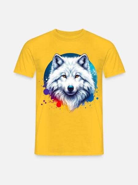 Polarwolf Motiv - Männer T-Shirt - Gelb