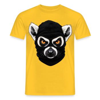 Katta mit Sturmhaube – Frecher Lemur - Männer T-Shirt - Gelb - Vorne - AI Model Male 178 dark (178cm)