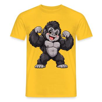Gorilla Kawaii Style – Süßer Dschungelriese - Männer T-Shirt - Gelb - Vorne - AI Model Male 178 dark (178cm)