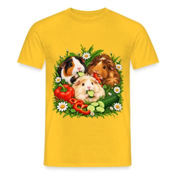 Meerschweinchen Gartenfrühstück - Männer T-Shirt - Gelb - Vorne - AI Model Male 178 dark (178cm)