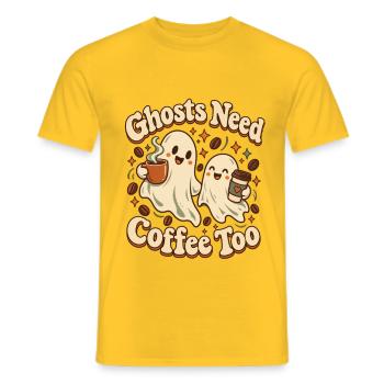 Ghosts Need Coffee Too - Männer T-Shirt - Gelb - Vorne - AI Model Male 178 dark (178cm)