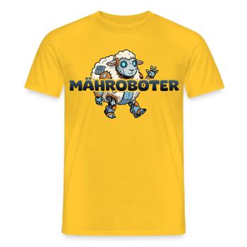 Mähroboter Cartoon Schaf - Männer T-Shirt - Gelb - Vorne - AI Model Male 178 dark (178cm)