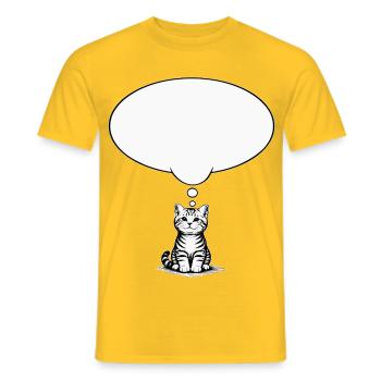 Katzenbaby sitzend mit Denkblase weiss - Männer T-Shirt - Gelb - Vorne - AI Model Male 178 dark (178cm)