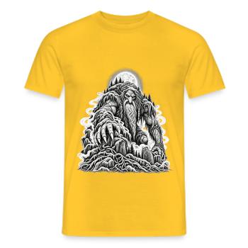 Düsterer Waldtroll im Mondschein - Männer T-Shirt - Gelb - Vorne - AI Model Male 178 dark (178cm)