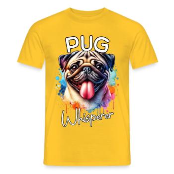Mops Flüsterer - Männer T-Shirt - Gelb - Vorne - AI Model Male 178 dark (178cm)