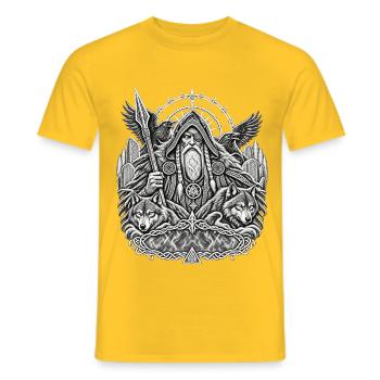  Odin mit Wölfen - Männer T-Shirt - Gelb - Vorne - AI Model Male 178 dark (178cm)