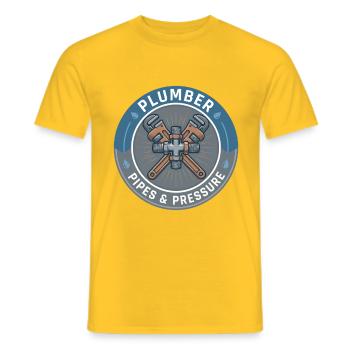 Klempnerrohre und Druckschlüssel Abzeichengeschenk - Männer T-Shirt - Gelb - Vorne - AI Model Male 178 dark (178cm)