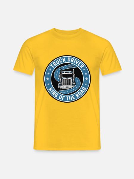 Lkw-Fahrer-König der Straßen-Sattelschlepper-Abzeichen-Geschenk - Männer T-Shirt - Gelb