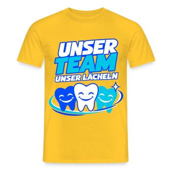 Unser Team Unser Lächeln – Zahnarztpraxis - Männer T-Shirt - Gelb - Vorne - AI Model Male 178 dark (178cm)