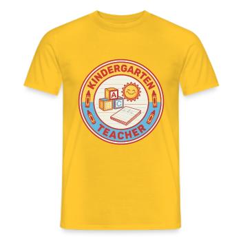 Vintage Kindergartenlehrerin ABC Blocks Sonnenabzeichen - Männer T-Shirt - Gelb - Vorne - AI Model Male 178 dark (178cm)
