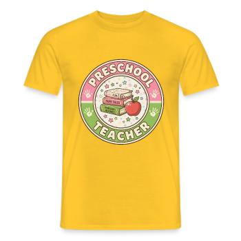 Vintage Vorschullehrer-Geschichtenbücher Apple Patch - Männer T-Shirt - Gelb - Vorne - AI Model Male 178 dark (178cm)