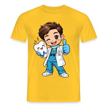 Zahnarzt Kawaii Style – Süßes Dentalmotiv - Männer T-Shirt - Gelb - Vorne - AI Model Male 178 dark (178cm)
