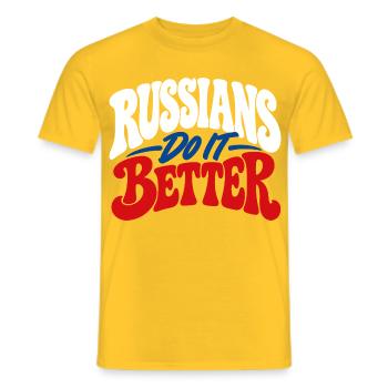 Russischer Stolz im Retro Design - Männer T-Shirt - Gelb - Vorne - AI Model Male 178 dark (178cm)