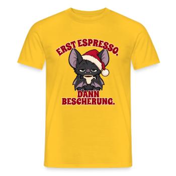 Fledermaus vor der Bescherung - Männer T-Shirt - Gelb - Vorne - AI Model Male 178 dark (178cm)
