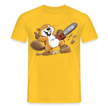 Neun Gänse, neun Stimmungen: lustig, wild, verrück - Männer T-Shirt - Gelb - Vorne - AI Model Male 178 dark (178cm)