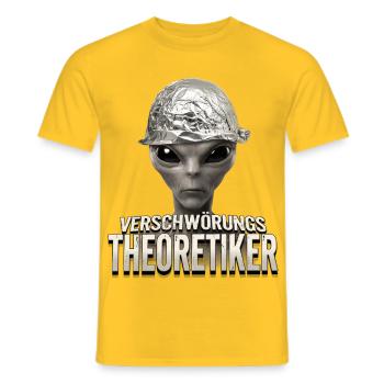 Verschwörungstheoretiker Alien - Männer T-Shirt - Gelb - Vorne - AI Model Male 178 dark (178cm)