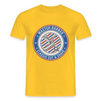 Master Barber Straight Razor Shears Badge Geschenk - Männer T-Shirt - Gelb - Vorne - AI Model Male 178 dark (178cm)