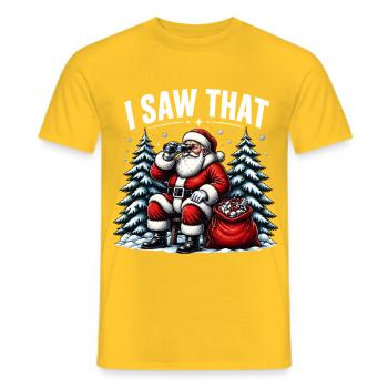 Ich habe diesen Weihnachtsmann "Frohe Weihnachten" lustig gesehen - Männer T-Shirt - Gelb - Vorne - AI Model Male 178 dark (178cm)