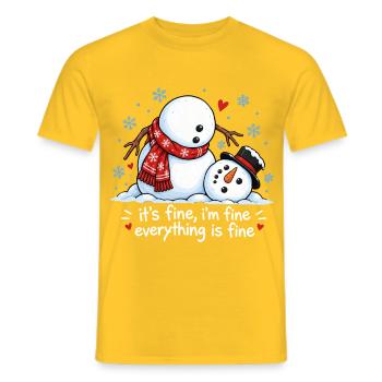 Lustiger Schneemann Frohe Weihnachten Winter-Schnee - Männer T-Shirt - Gelb - Vorne - AI Model Male 178 dark (178cm)
