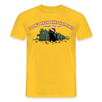 Weihnachtskatze Baum umgeworfen Lustiger Spruch - Männer T-Shirt - Gelb - Vorne - AI Model Male 178 dark (178cm)