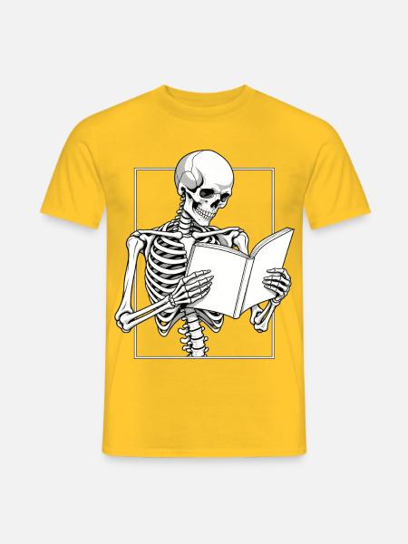 Skelett im Roman versunken - Männer T-Shirt - Gelb
