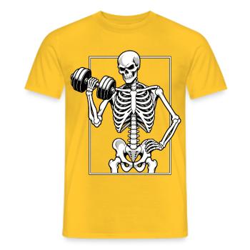 Skelett beim Hanteltraining - Männer T-Shirt - Gelb - Vorne - AI Model Male 178 dark (178cm)