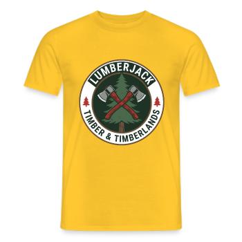 Stickerjack Crossed Axes Kiefernbaum-Abzeichen Geschenk - Männer T-Shirt - Gelb - Vorne - AI Model Male 178 dark (178cm)