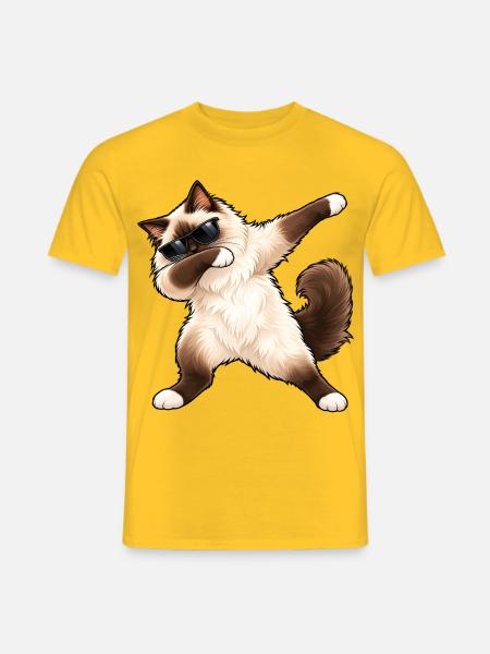 Dabbing Birma-Katze – Lustiger Katzentanz - Männer T-Shirt - Gelb