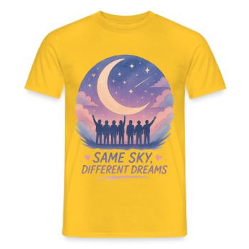 Gleicher Himmel, andere Träume - Männer T-Shirt - Gelb - Vorne - AI Model Male 178 dark (178cm)