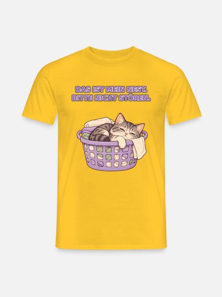 Wäschekorb-Katze - Männer T-Shirt - Gelb