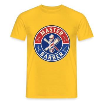 Vintage Master Barber Straight Razor Pole Patch - Männer T-Shirt - Gelb - Vorne - AI Model Male 178 dark (178cm)