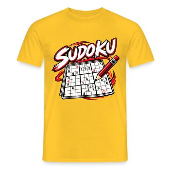 Sudoku-Grafikdruck Roter Stift - Männer T-Shirt - Gelb - Vorne - AI Model Male 178 dark (178cm)
