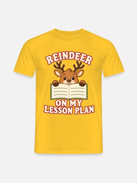 Rentier im Unterrichtsplan für Lehrkräfte - Männer T-Shirt - Gelb