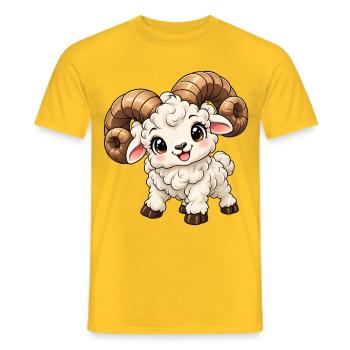 Widder Sternzeichen im Kawaii-Stil - Männer T-Shirt - Gelb - Vorne - AI Model Male 178 dark (178cm)