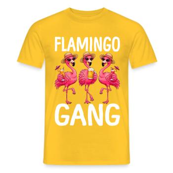 Flamingo Gang Party Gruppe Saufen Freunde - Männer T-Shirt - Gelb - Vorne - AI Model Male 178 dark (178cm)