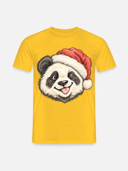 Süßer zwinkernder Panda Roter Winterhut - Männer T-Shirt - Gelb