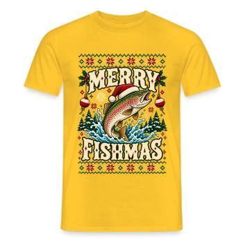 Merry Fishmas Fishing Christmas - Männer T-Shirt - Gelb - Vorne - AI Model Male 178 dark (178cm)
