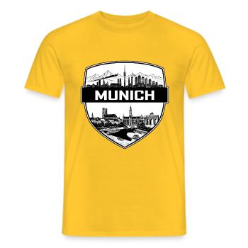 München, Deutschland Schild Wappen Frauenkirche Geschenk - Männer T-Shirt - Gelb - Vorne - AI Model Male 178 dark (178cm)