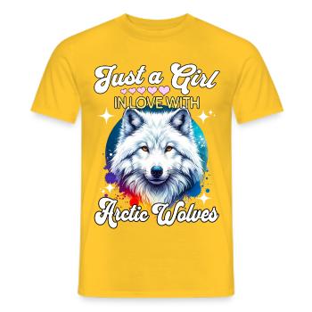Polarwolf Mädchen Arctic Wolf - Männer T-Shirt - Gelb - Vorne - AI Model Male 178 dark (178cm)