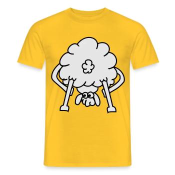 Bauer und Schaf Cartoon-Stil - Männer T-Shirt - Gelb - Vorne - AI Model Male 178 dark (178cm)