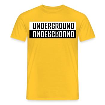 Background double font - Men's T-Shirt - yellow - Front - AI Model Male 178 dark (178cm)