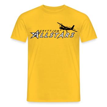 Gryttjom Allstars - Men's T-Shirt - yellow - Front - AI Model Male 178 dark (178cm)