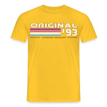 1993 - Men's T-Shirt - yellow - Front - AI Model Male 178 dark (178cm)