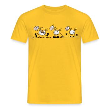 Motif de cheval en forme de bonhomme bâton drôles - T-shirt homme - jaune - Devant - AI Model Male 178 dark (178cm)