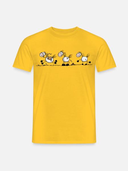 Sjove heste, tændstikfigur-hestemotiv - Mænd T-shirt - gul