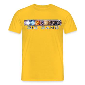 BIG BANG - URKNALL -  Das Universum im Reagenzglas - Männer T-Shirt - Gelb - Vorne - AI Model Male 178 dark (178cm)